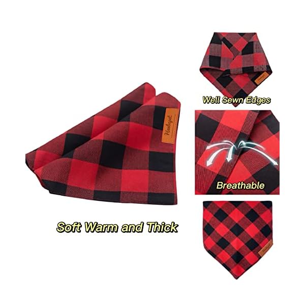Buffalo plaid dog bandanas 1pack,red plaid dog bandanas scarf triangle bibs kerchief flannel thicken cotton bandana accessories for small medium large dogs and cats - image 4