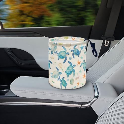 Image of Shell Sea Turtle Mini Car Trash Bin with Adjustable Buttons Car Garbage Can Multipurpose Cars Storage Bag Collapsible Reusable