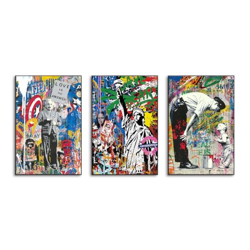 �o���N�V�[ �G�� �C���e���A Banksy �A�[�g�p�l�� 3���Z�b�g ����G ������ ���D�Ə��� �S���� �|�X�^�[ �Ǌ|�� �A�[�g�t���[�� ���_�� �A�[�g�{�[�h �G�� ������ꂽ �C���e���A�������� �Ǌ|�� �A���~�����g���̊����i (70*100cm*3��