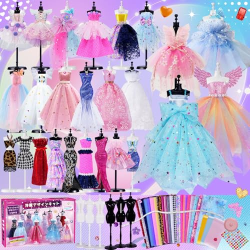 縫わない 洋服デザインキット トルソー6個セット 工作キット メイキングトイ 手芸キット 洋裁 手作りキット 裁縫セット おもちゃ 女の子 高学年 小学生 子供 プレゼント 誕生日 クリスマス ギフト（パターンとマニュアル付き）のサムネイル