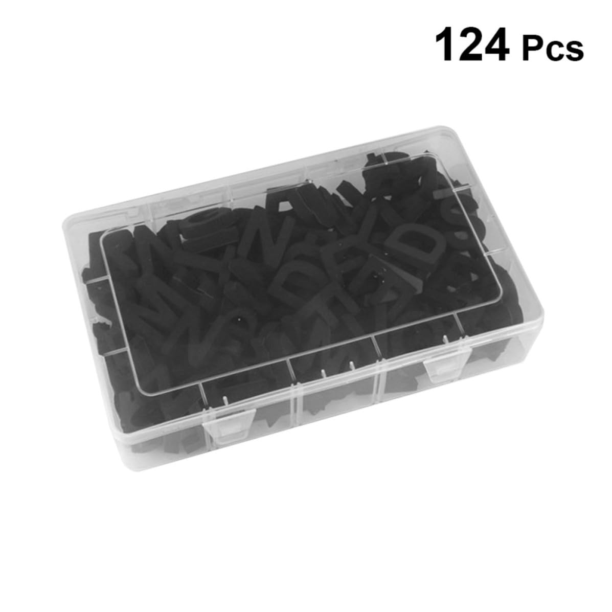 124 Piezas Letras Magnéticas Negras de Eva para Nevera con Caja, Imanes Educativos, Herramienta de Aprendizaje Temprano y Decoración Práctica para Refrigerador