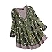 Produktbild VEMOW Herbst Frühling Sommer Elegante Damen Frauen Stehkragen Langarm Casual Täglichen Party Strand Urlaub Lose Tunika Tops T-Shirt Bluse(Z2-Grün, 52 DE / 5XL CN)