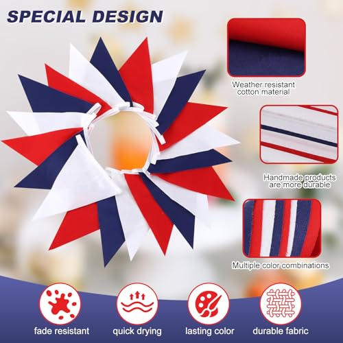 Image of SAPPHIRESKY Red White and Blue Patriotic Pennant Banner Garland, for Fourth of July, USA Independence Day, Memorial Day,Veterans Day,Graduation Decorations