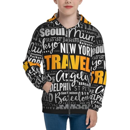 Travel Kid Hoodies Boys Zip Up Sweatshirts Girls Pullover with Pocket3