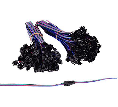 HKBAYI 50pairs / 50sets led Strip Connector SM 4pin 150mm Wire Male/Female RGB Connector Wire Cable for 3528 5050 SMD LED Strip