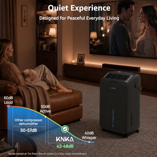 Image of KNKA 2500 Ft Max 34 Pints Dehumidifier for Basement with Drain Hose, Black | Dehumidifiers for Home, Bedroom, Bathroom, Large Room, Three Modes, Intelligent Humidity Control, Dry Clothes, 24HR Timer