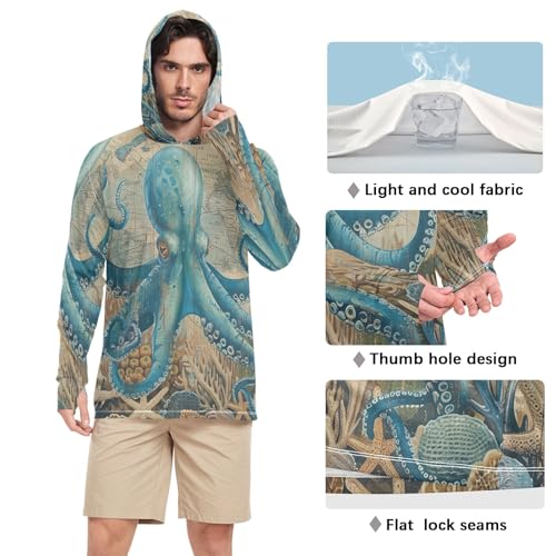 Painting Daisy Flowers Mens Sun Protective Shirts, Cooling Hoodie for Men, Light Weight Hoodie, UPF 50+ Running Hoodie4