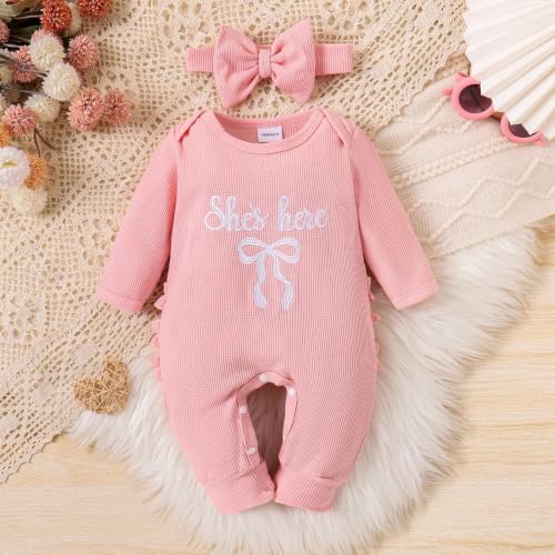 Mono corto de manga larga infantil, conjunto para bebé niña pequeña con estampado de otoño 3
