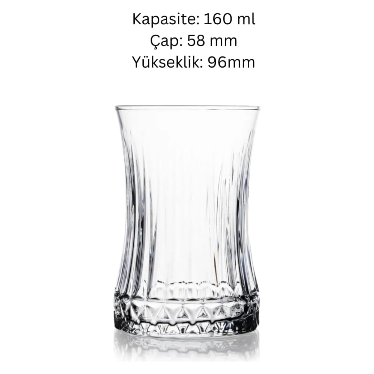 6’lı Kristal Desenli Cam Çay Bardağı Seti – 160 ml İnce Belli Modern Tasarım – Isıya Dayanıklı Cam Bardak – Şık ve Zarif Sunum İçin Çay ve Kahve Bardağı