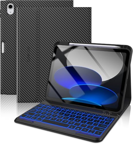 Image of typecase Folio Keyboard Case for iPad A16 (11th) & iPad 10th Gen 10.9 inch (2022), Magnetic Wireless Detachable Keyboard, 7-Color Premium Backlight, Thin & Light, Pencil Holder-Carbon Black