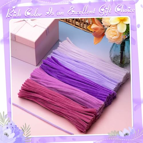 Image of Peryiter 500pcs Pipe Cleaner Craft Pack, Light Purple, 12 Inch