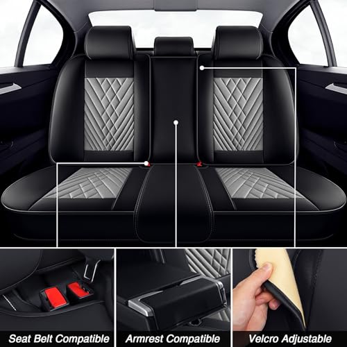 Image of Car Seat Covers for Chevrolet Equinox 2005-2026, Premium Nappa Leather Waterproof & Anti-Slip, Full Coverage Customized fit Chevrolet Equinox Seat Covers Full Set (5 Seats Luxury,Black-Gray)