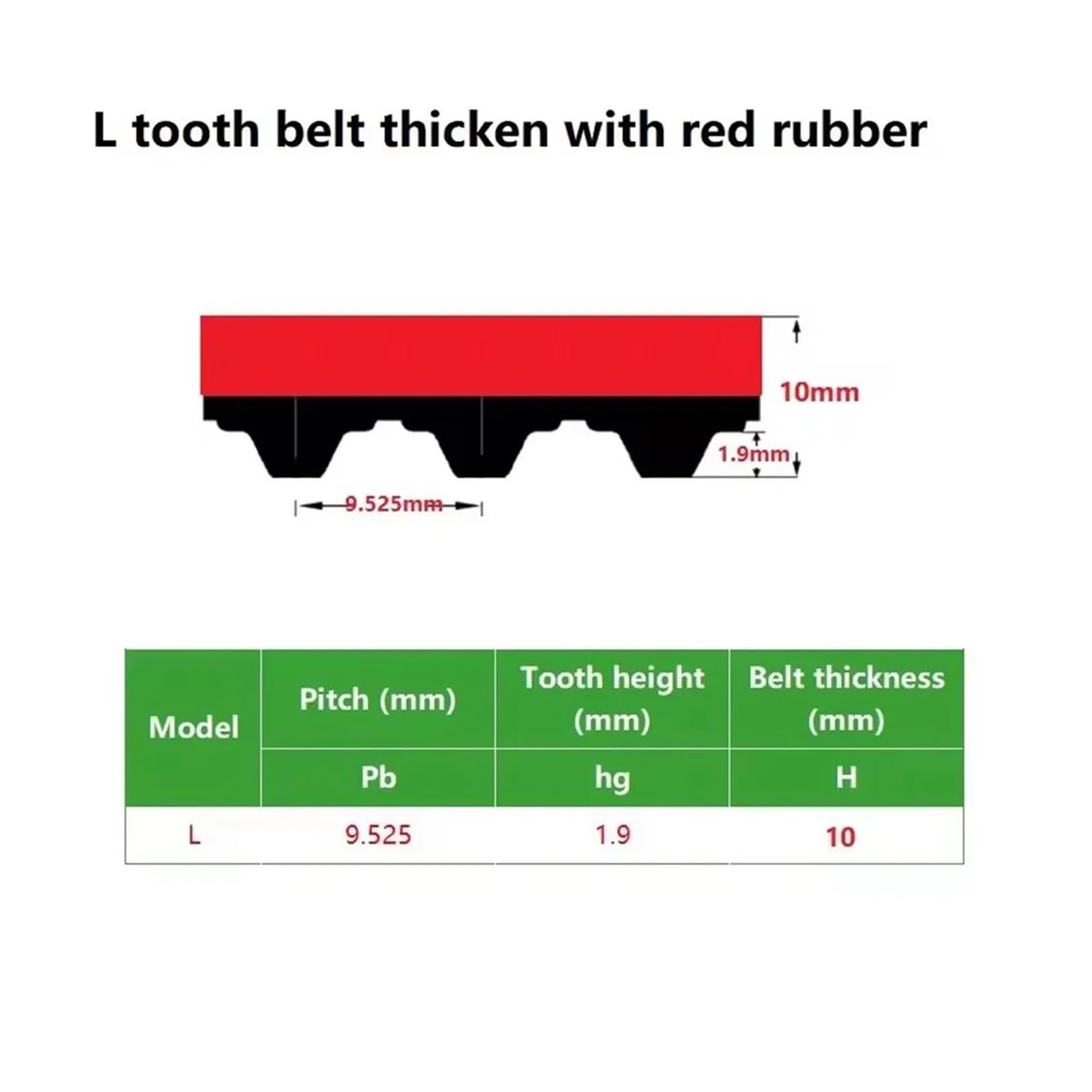 1pc L Cintura 330L-352L Rivestimento In Gomma Rossa Passo Del Dente 9.525 Trazione Cinghia Sincrona Macchina for L'imballaggio Delle Pellicole Tirando(345L(92teeth)1pc,10mm)