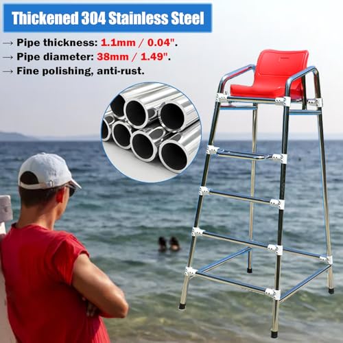 Silla de Salvavidas Alta 6.2ft Estructura Acero Inoxidable miniatura 6