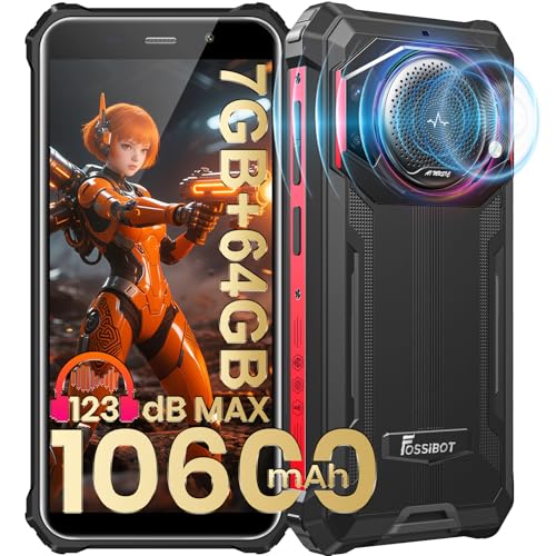 Image of FOSSIBOT F101P Rugged Call Phone Unlocked,Waterproof Smartphone,7+64GB+1TB Storage,4G Dual SIM OTG Octa-core 18W10600mAh 123dB Loud Volume Phone 5.45 inch 24MP+8MP Camera,2026 Red