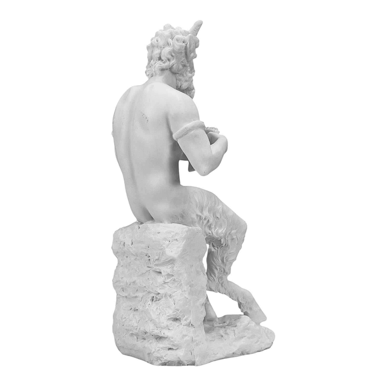Pan Griechischer Gott Satyr Figur spielt Flöte - handgefertigte griechische Mythologie Statue - gegossene Marmorskulptur