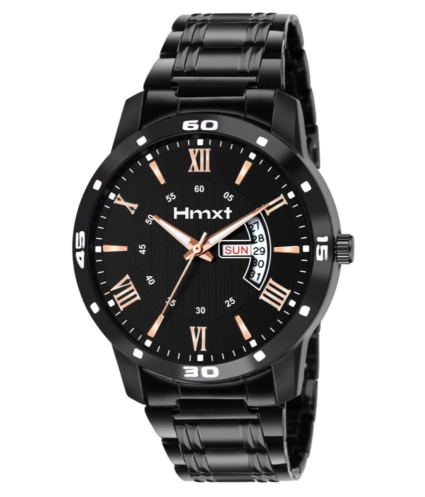 HMXT-49 Day n Date Series Black Men's Effortlessly Stylish and Dependable Analog Watch |Quartz Style | Gift Option for Wedding | Fashionable and Stylish Watch Perfect for The Modern Man and Boys.
