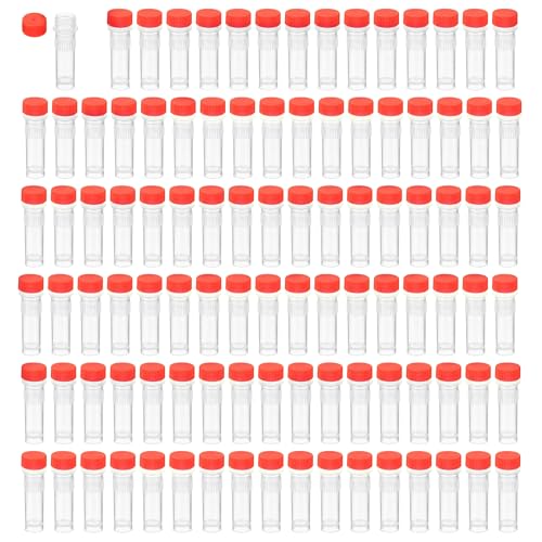 HUAZIZ 100 Piezas 1,5ml Plástico Tubos de Ensayo, Tubo criogénico, Contenedor de Muestra, Tubo de Congelación de Laboratorio, Vial de Plástico con Tapa de orange Sellado de Tornillo para Laboratorio