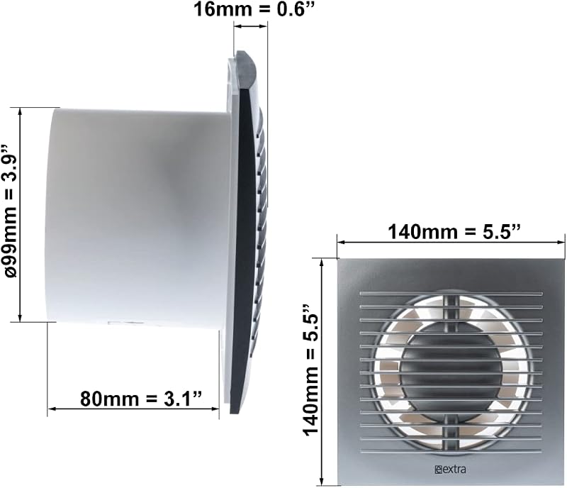 EUROPLAST 100mm Fürdőszobai Ventilátor Páratartalom Érzékelővel és Időzítővel Ezüst