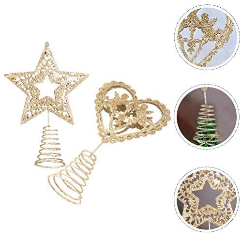 Partykindom 1 Set 2 Pcs Christmas Tree Toppers Star Tree Toppers Tree Ornaments (Golden) For Home/Wall/Room Decorations #TOP2