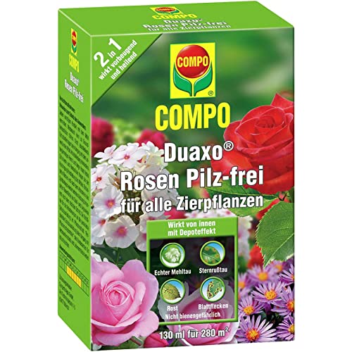 Compo Duaxo Rosen Pilz-frei, Bekämpfung von Pilzkrankheiten an Allen Zierpflanzen, Konzentrat inkl. Messbecher, 130 ml