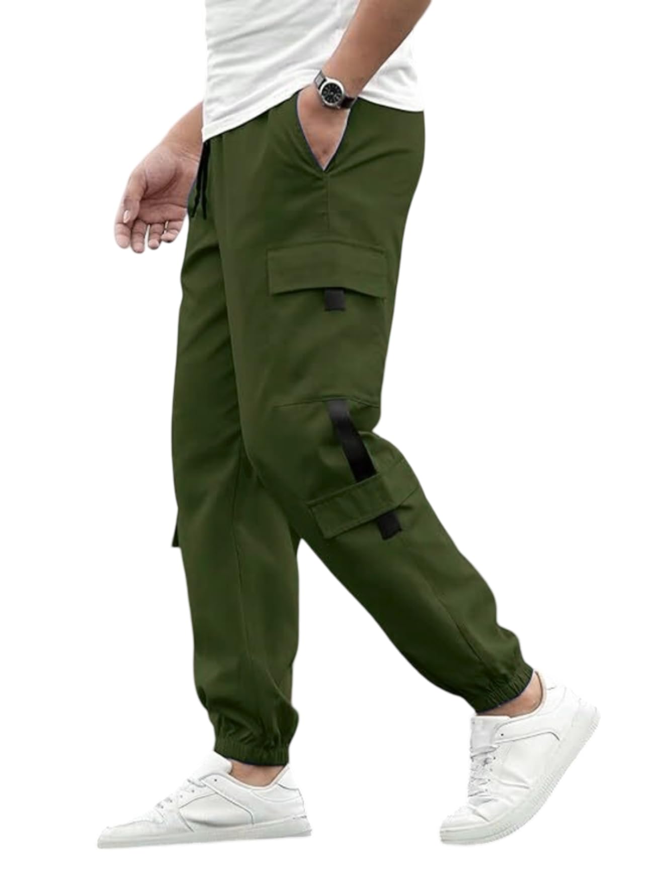 gibbonte Casual Cargo Pants for Men | Solid Pattern Lycra Blend | Regular Fit with Drawstring | Perfect for Daily and Weekend Wear (Pack of 1)-picture-39