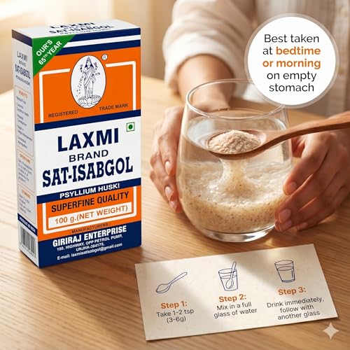 Image of Laxmi Sat Isabgol Psyllium Husk Powder-100 gm (Pack of 3) | For Constipation Relief & Gut Health | High Fiber Supplement | Supports Easy Bowel Movement, Digestive Wellness & Bloating Relief | 100 gm (Pack of 3)