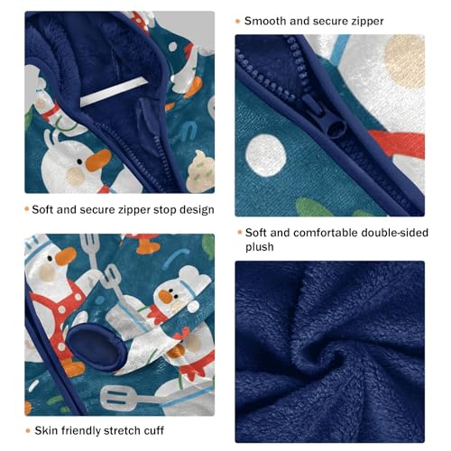Cute Ducks Cooking in Kitchen Toddler Fleece Jacket Girl Boys Hooded Fleece Jacket Coat Warm Outwear Zip-up 3-10T3