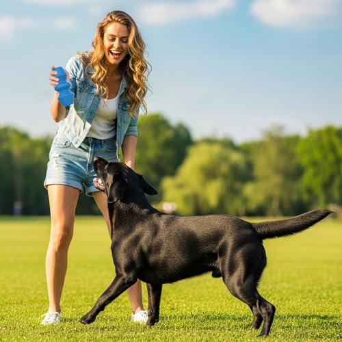 Pewkim Naturkautschuk Hundespielzeug, Interaktives Spielzeug Hunde für Welpen,Mittelgroße,Große, Unzerstörbares Hundespielzeug für Aggressives Kauen-Blau