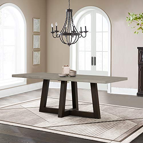 Armen Living Elodie Concrete and Dark Oak Rectangle Dining Table,