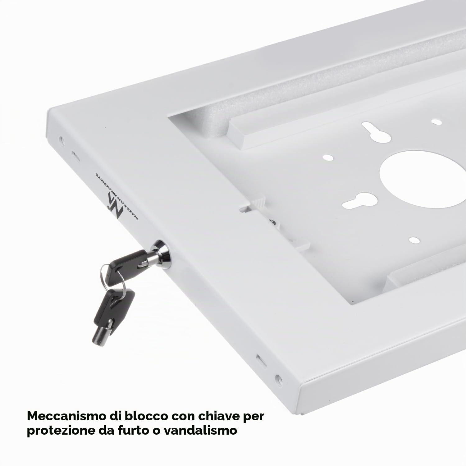 Supporto pubblicitario per tablet Maclean, supporto a parete con blocco, 9,7"-11", iPad/iPad Air/iPad Pro, Samsung Galaxy Tab A/Tab A7/Tab S6 Lite, MC-474W