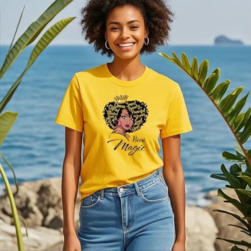 Image of Black History Pajamas, Graphic Matching Sets for Women, Magic Afro American Natural Hair Vintage Melanin T-Shirts and Pants