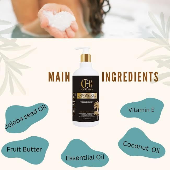Coconut Oil Hair Conditioner - Deep Hair Conditioner for Dry, Damaged Hair, Coconut Miracle Oil Conditioner for Hair Growth, Frizz Control and Anti-Dandruff - (500ml) - Image 2