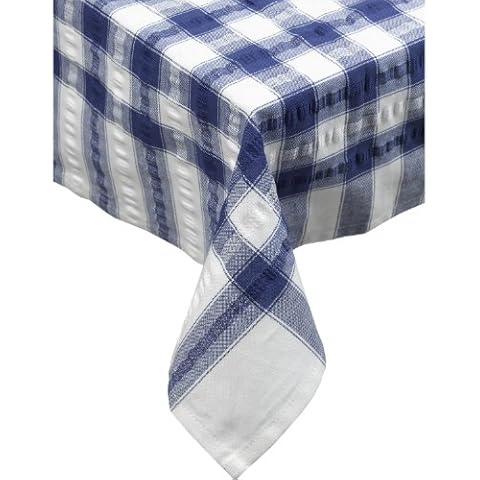 Seersucker Check Cotton Napkins, Royal Blue Cover
