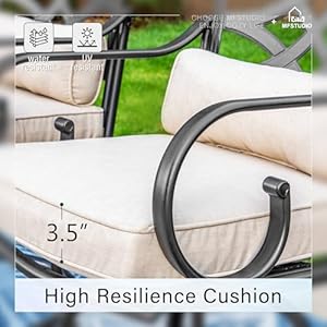 MFSTUDIO 5 PCS Outdoor Patio Bar Sets, Heavy Duty Metal 4 Swivel Counter Height Chairs with Seat & Back Support Cushion, 1 Square Metal High Table, Black MFSTUDIO 5 PCS Outdoor Patio Bar Sets Heavy Duty Metal 4 Swivel Counter Height Chairs with Seat Back Support Cushion 1 Square Metal High Table Black