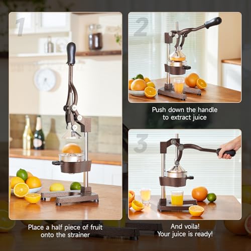 Image of CO-Z Hand Press Juicer Machine, Manual Orange Juicer and Professional Citrus Juice Press for Orange Watermelon Pom Lime Lemon Juice Cocktail, Commercial Lemon Squeezer and Orange Crusher, Copper
