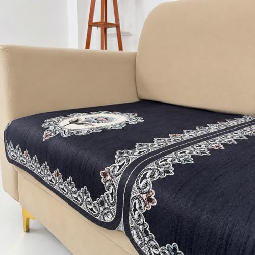 Image of Homerz Premium 'Maharaja Paradise Series' Sofa Cover | Net Fabric Sofa Cover | Washable, Anti-Dust Backed & Wrinkle Resistant Cover (Regal Flower, 3 Seater, Only Seat Cover)