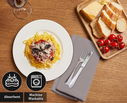 Image of Ruvanti Cloth Napkins Set of 6, 18x18 Inches Napkins Cloth Washable, Soft, Durable, Absorbent, Cotton Blend. Table Dinner Napkins Cloth for Hotel, Lunch, Restaurant, Wedding Parties - Coffee Grey