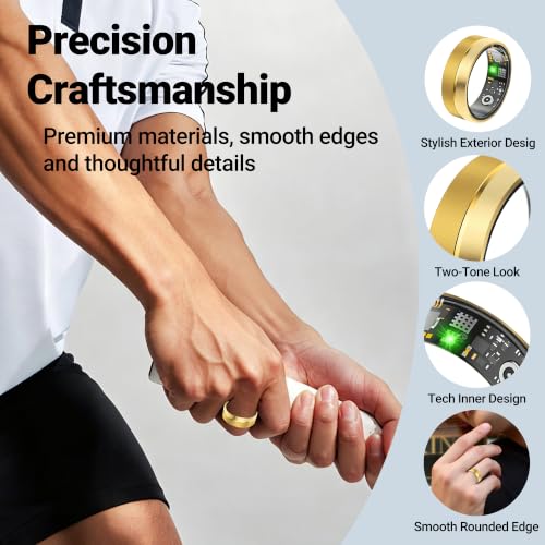 Smart Ring for Women Men, Health Tracker Ring, 5ATM Waterproof Silver,9 - image 3
