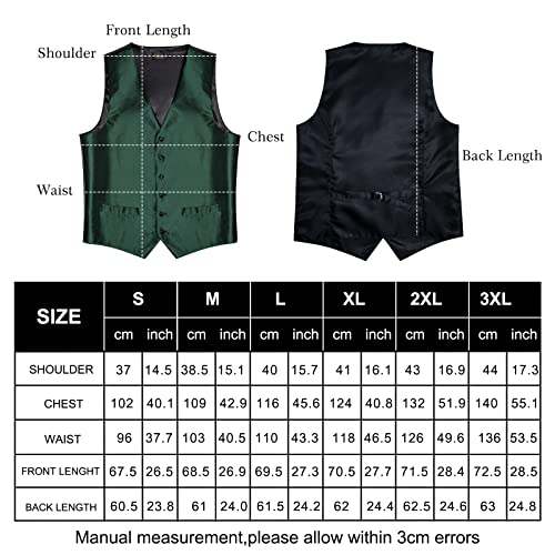 Image of DiBanGu Mens Paisley Vest Silk Sleeveless Suit Vest and Neck Tie Pocket Square Cufflinks Set for Wedding Formal