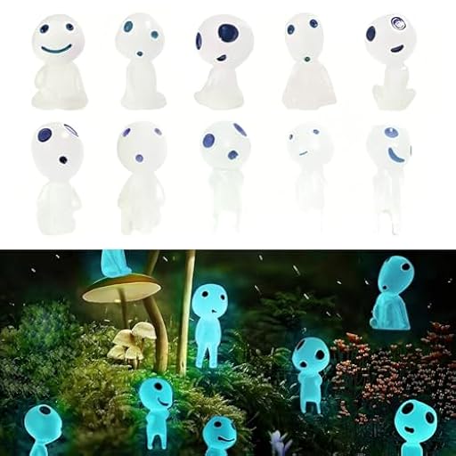 JYNXOR 10 Piezas Figuras Luminosas para Jardín, Prinzessin Mononoke Kodama Figuras De Árboles, Brillantes De Resina Y Balcón para Jardín para Micro Paisaje Patio Al Aire Libre Patio | Ya disponible en tu tienda friki favorita! En mundofriki.es!