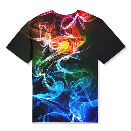 Image of Linnhoy Kids 3D Print Fashion Graphic T-Shirts for Boys Girls 6-16 Years | Unisex Colorful Short Sleeve, Crewneck, Breathable Fabric, Suitable for Daily Sport Festival Wear