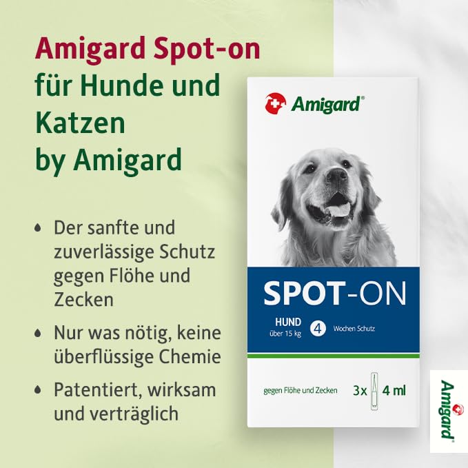 Spot On für mittlere Hunde zwischen 15 und 30 kg - Gegen Zecken und Flöhe - Pflanzlich ohne Duftstoffe und Konservierungsmittel - 3er Pack für 3 Monate Schutz