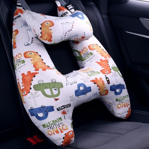 Tuyiutm 子供の車のヘッドレストの枕車の肩枕の後部首枕車の付属品の運転の枕快適な睡眠プロダクト多機能の枕のふわふわのクッション子供大人年配者の一般目的洗濯できるカバーを取付けること容易な (55x66cm,ネックピロー付き6)