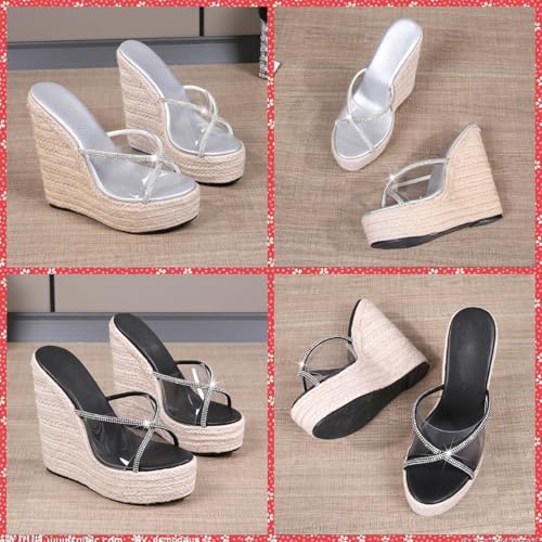 Slip On Espadrilles Wedge Platform Sandals Women’s Clear Strap Espadrille Slide, Boho Summer Beach Mule2