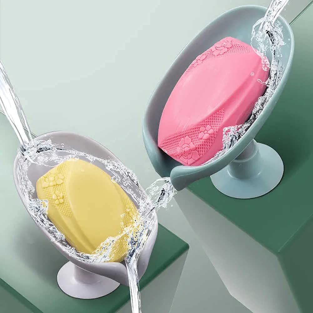 D.V COLLECTION Suction Leaf-Shape Self Draining Soap Dish Holder, Not Punched Easy Clean Bar Soap Dish Holder with Suction Cup Soap Multicolor Set of 2 (B09H3KKQJS) Amazon Price History, Amazon Price Tracker
