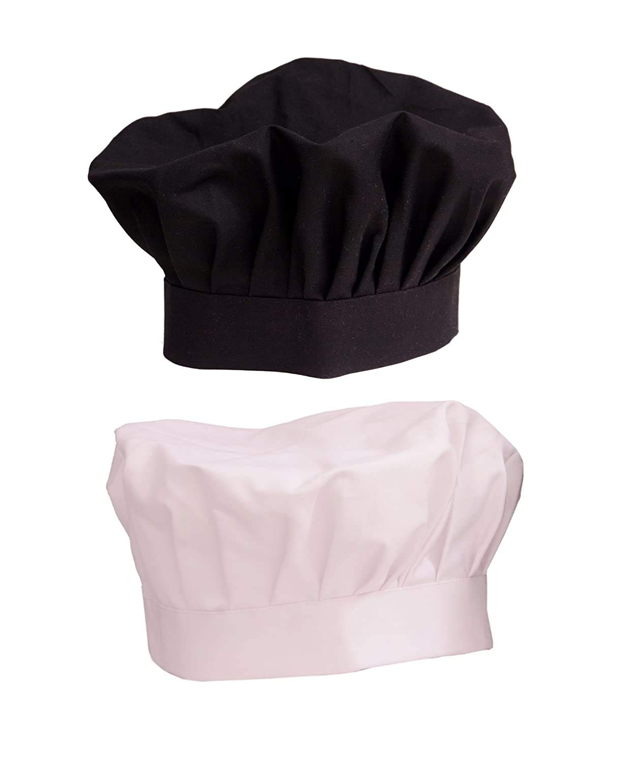 SIYAA Cooking Cap Cum Hat for Home and Hotel Solid Fabric - Black and White (Combo of 2)