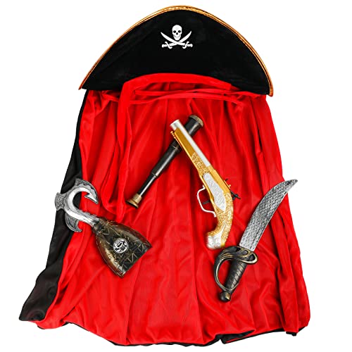 Kadayaya Pirate Costume For Kids Fancy Dress Up Role Play With Costume Set Pirate Hat Pirate Captain Pirate Accessories Halloween Outfit For 3-6 Years Old #TOP5