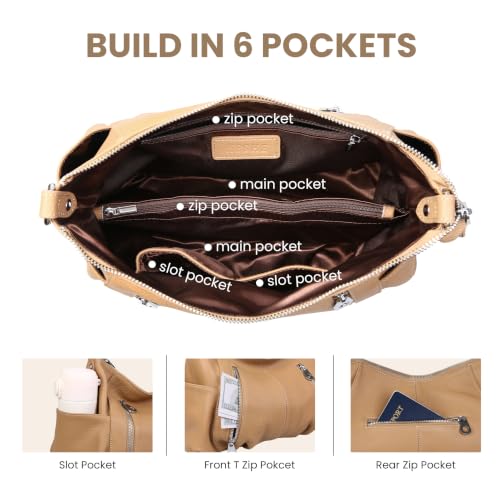 Image of HESHE Genuine Leather Purses for Women Shoulder Hobo Bag Crossbody Satchel Handbags Designer Ladies Totes Purse