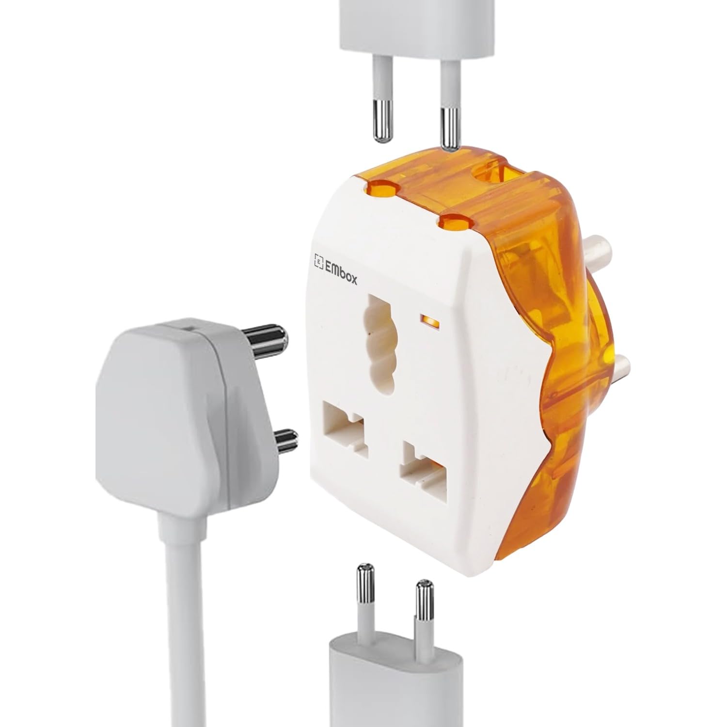 Embox 6A to 16A Converter Plug for Geysers AC Refrigerator Microwave Heavy Home Appliances-16 amp Socket with 3 Pin Outlets Sitable for All International Plugs (6-16 LED Indicator Plug-Pack of 1)